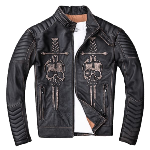 Heavy Skull Leather Jacket
