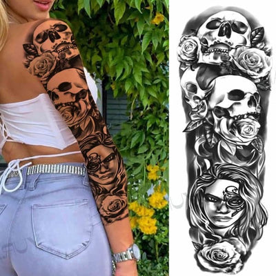 Lady Skull Temporary Tattoo