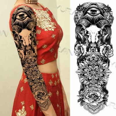 Mandala Skull Temporary Tattoo