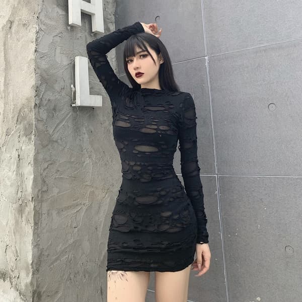 Short Black Gothic Dress - CrewSkull Short Black Gothic Dress - CrewSkull