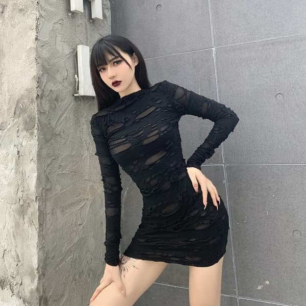 Short Black Gothic Dress - CrewSkull Short Black Gothic Dress - CrewSkull