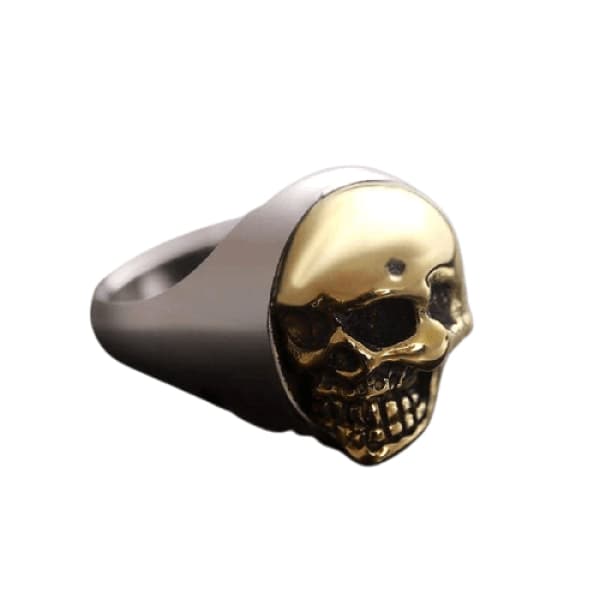 Silver Gold Skull Ring