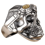 Skull Biker Silver Ring
