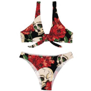 Skull Bikini Swimwear with Flowers