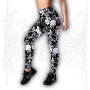 Generic Skull Combo Hollow Tank And Legging Outfit Print Yoga Set
