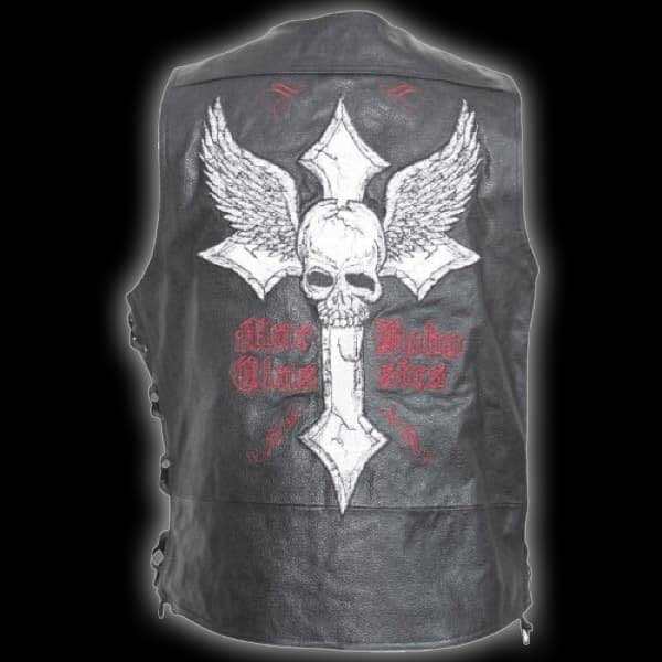 Skull Leather jacket with Cross & Angel Wings