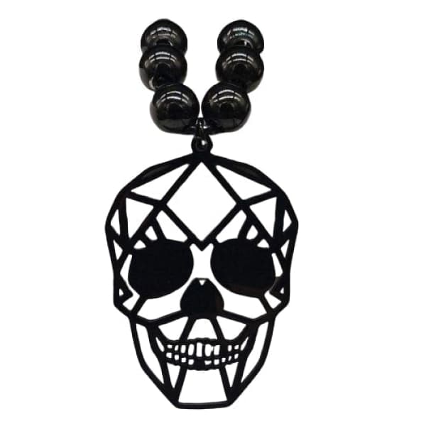 Skull Necklace with Black Pearl