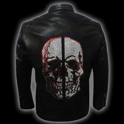 Skull Strass Leather Jacket