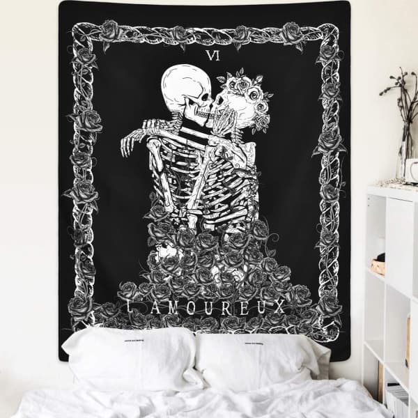 Skulls Kissing Tapestry