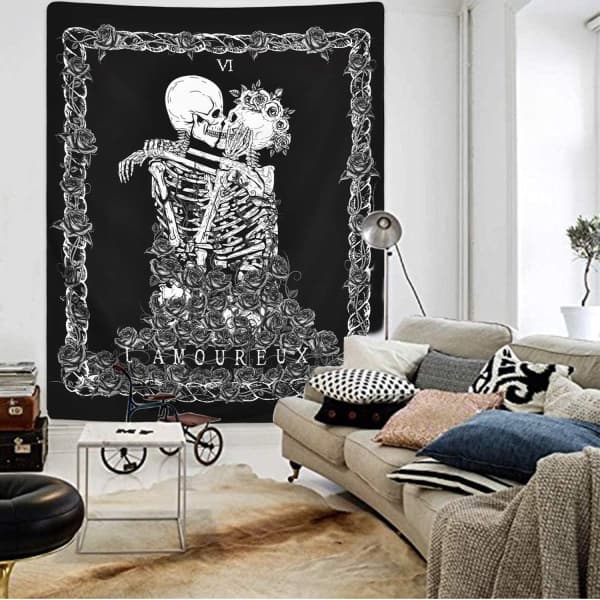 Skulls Kissing Tapestry