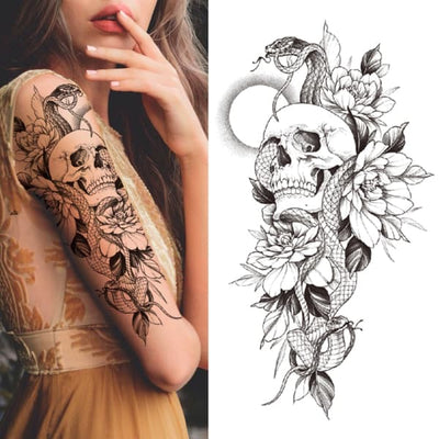 Skull Face Tattoo - Skeleton Temporary Tattoo Designs - Tinsley Transfers