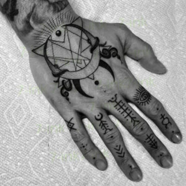 Temporary Skull Hand Tattoo